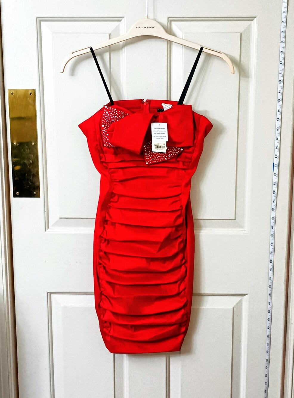City Studios - Sexy Red Ruched Strapless Bow Bodycon Mini Dress - Sz 9